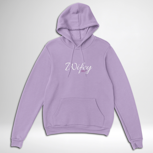 moments of mayhem wifey 2027 pullover hoodie lilac purple pink blue gift