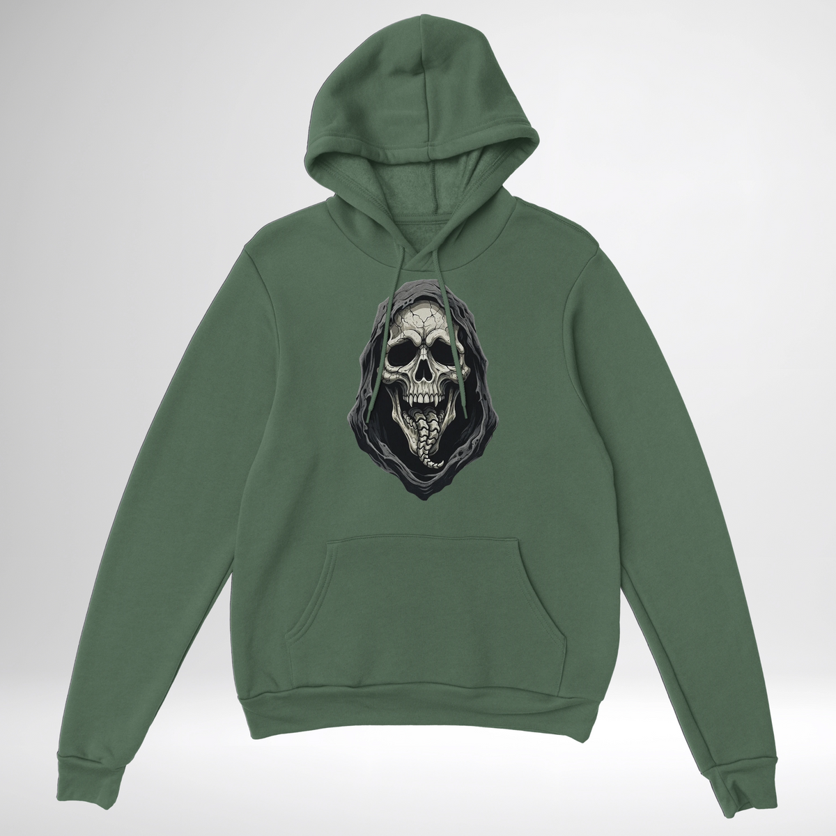 Skeleton Scream Pullover Hoodie in black green and grey halloween