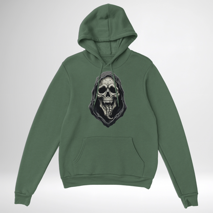 Skeleton Scream Pullover Hoodie in black green and grey halloween