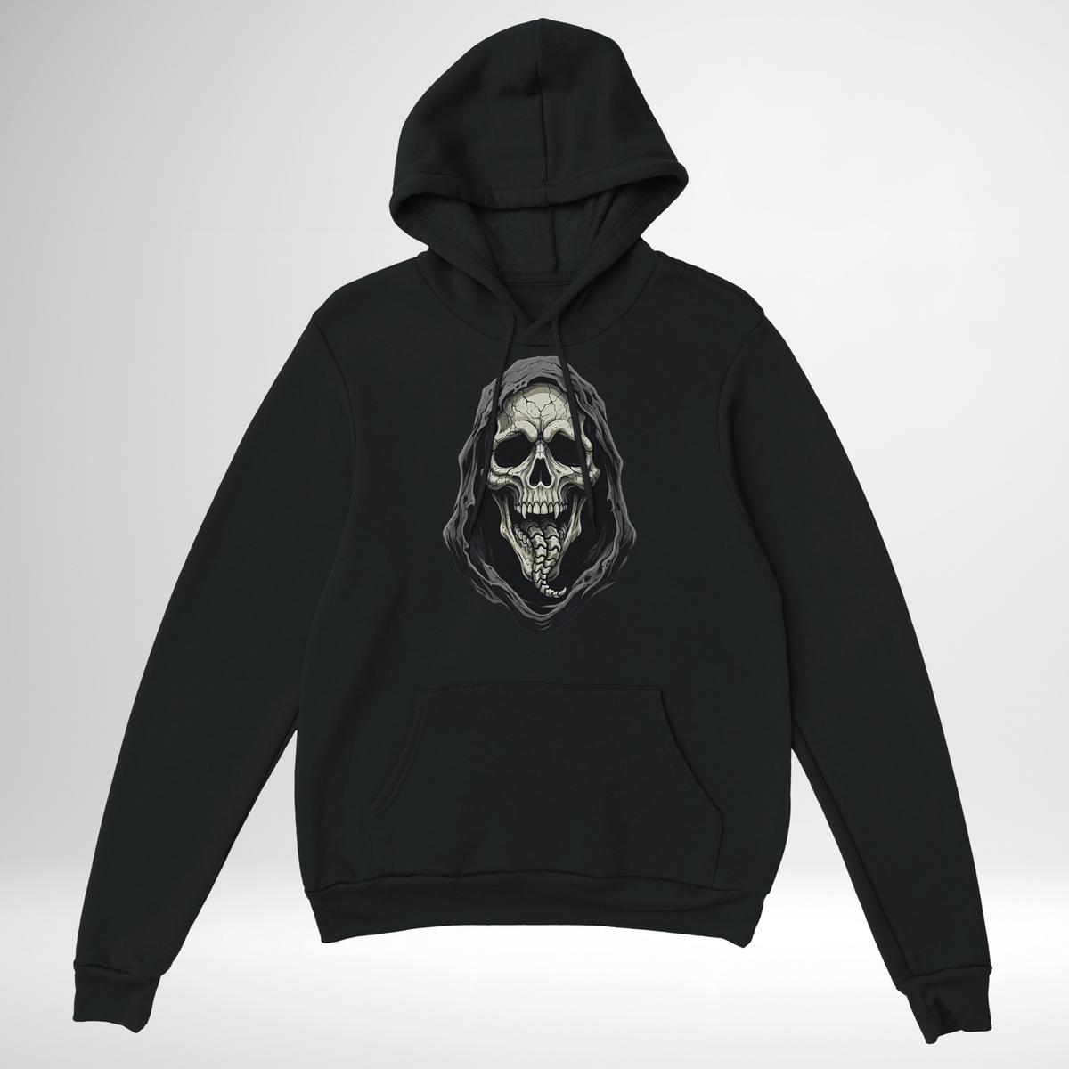 Skeleton Scream Pullover Hoodie in black green and grey halloween