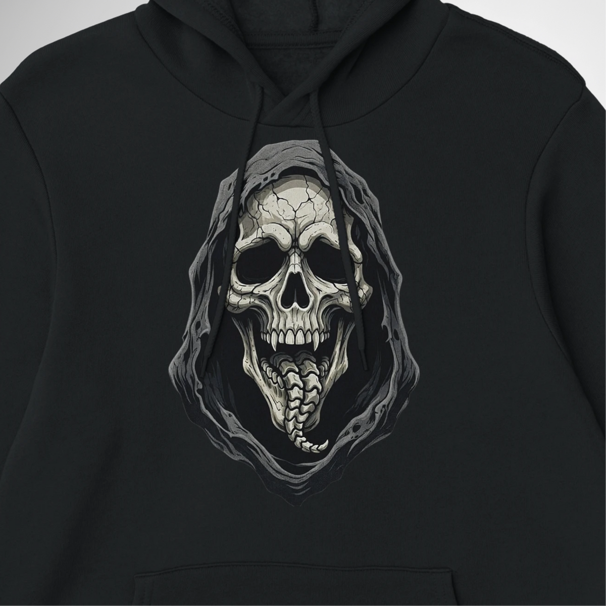 Skeleton Scream Pullover Hoodie in black green and grey halloween
