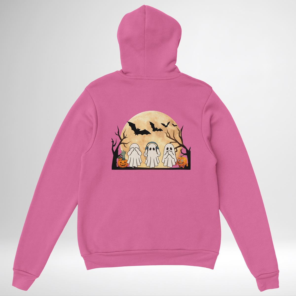 Ghost Trio Halloween Pullover Hoodie red blue green grey white sand orange