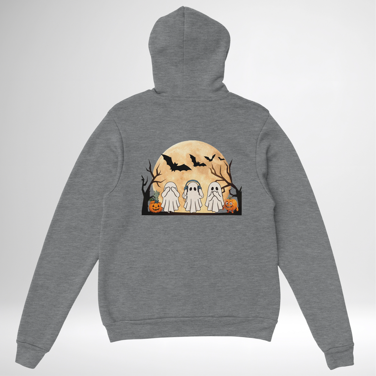 Ghost Trio Halloween Pullover Hoodie red blue green grey white sand orange