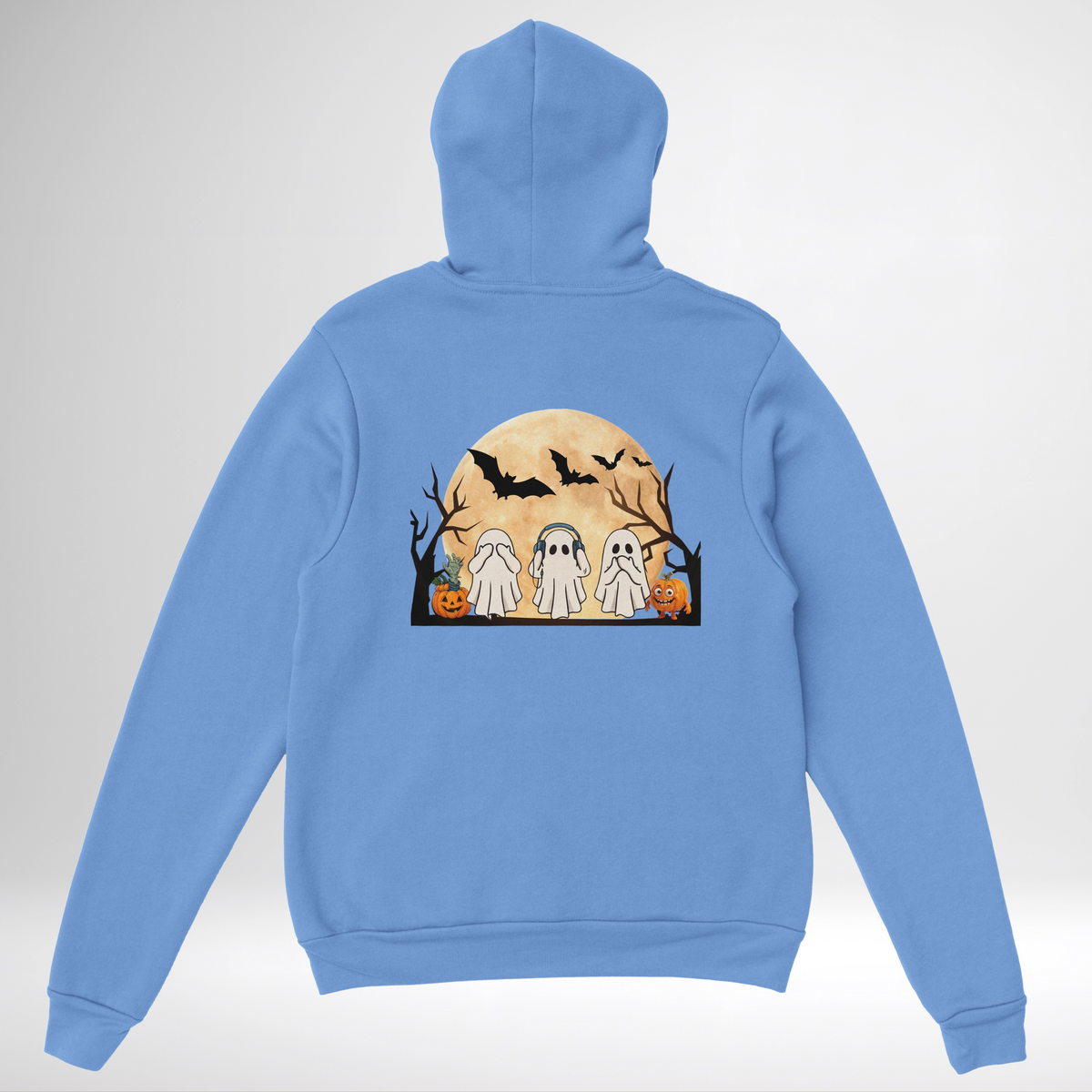 Ghost Trio Halloween Pullover Hoodie red blue green grey white sand orange
