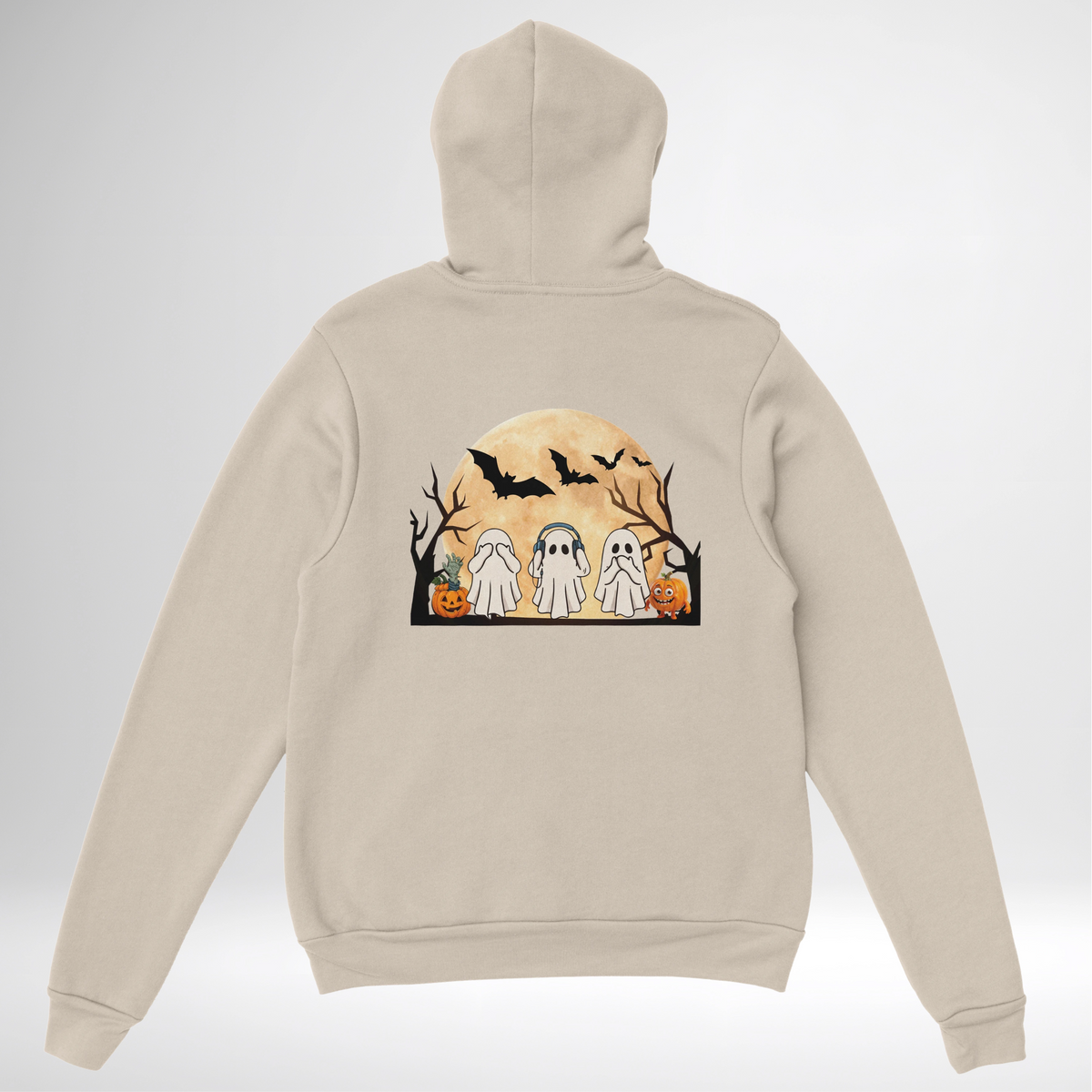 Ghost Trio Halloween Pullover Hoodie red blue green grey white sand orange