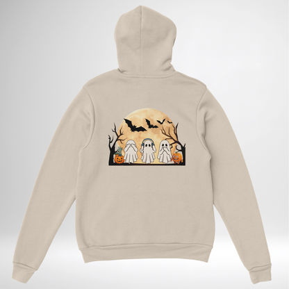 Ghost Trio Halloween Pullover Hoodie red blue green grey white sand orange