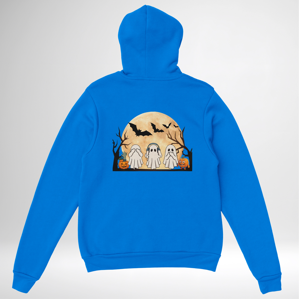 Ghost Trio Halloween Pullover Hoodie red blue green grey white sand orange
