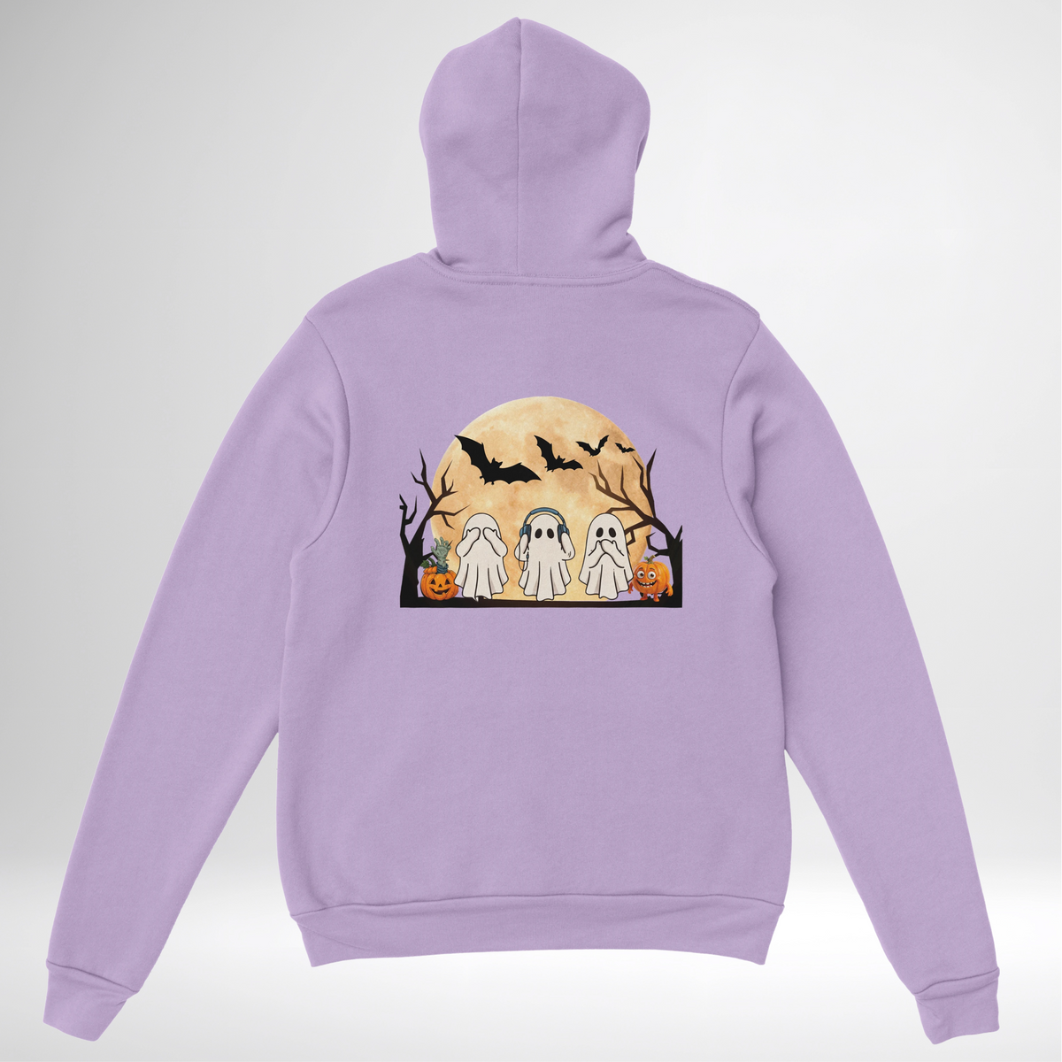 Ghost Trio Halloween Pullover Hoodie red blue green grey white sand orange