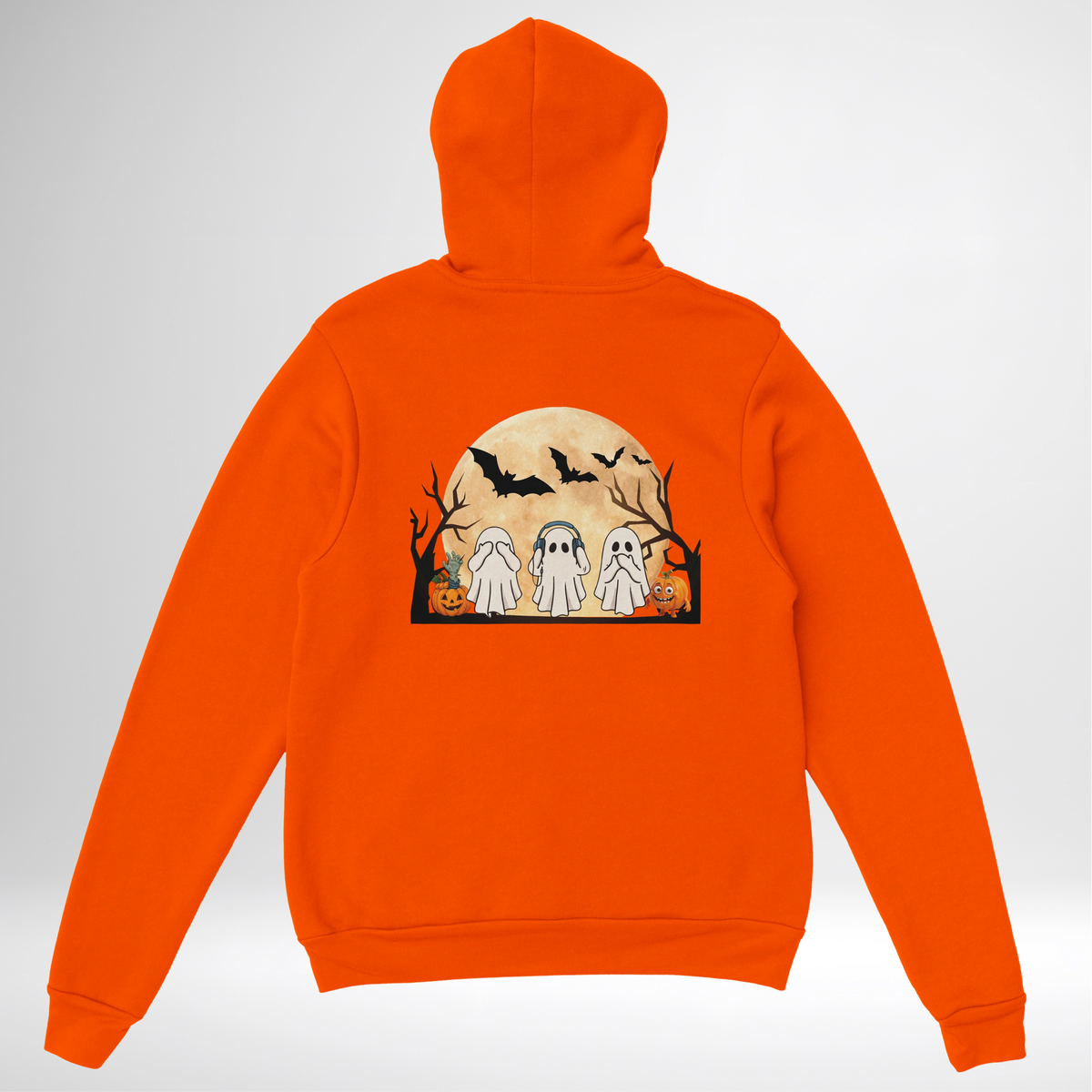Ghost Trio Halloween Pullover Hoodie red blue green grey white sand orange