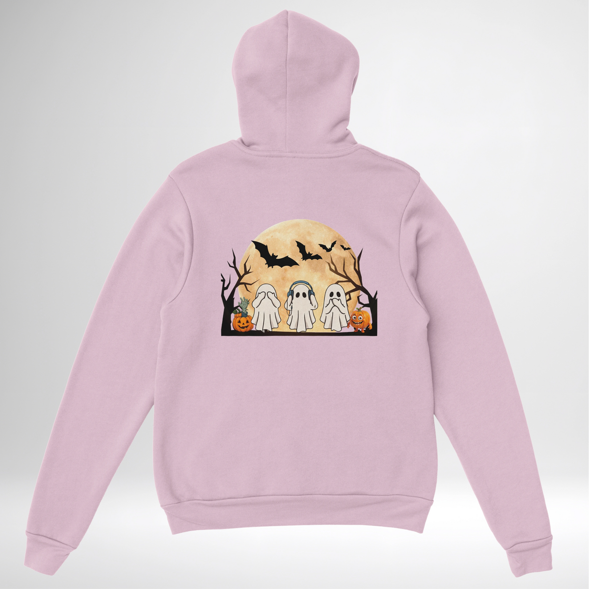 Ghost Trio Halloween Pullover Hoodie red blue green grey white sand orange