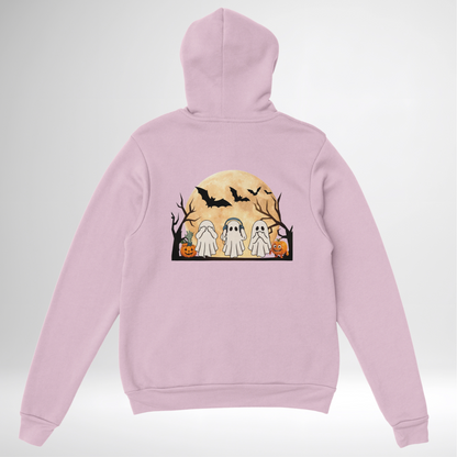 Ghost Trio Halloween Pullover Hoodie red blue green grey white sand orange