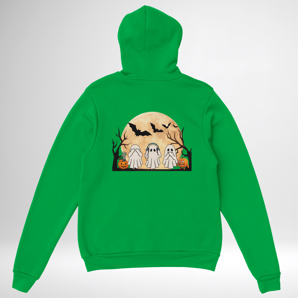 Ghost Trio Halloween Pullover Hoodie red blue green grey white sand orange