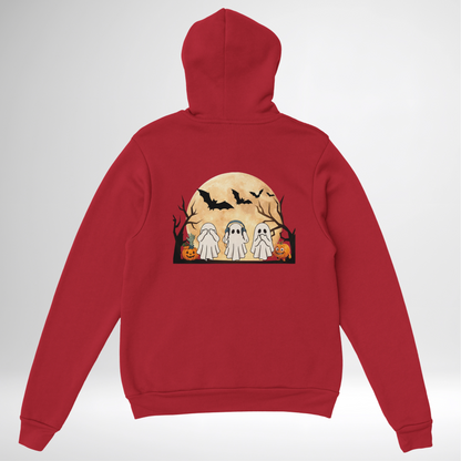 Ghost Trio Halloween Pullover Hoodie red blue green grey white sand orange