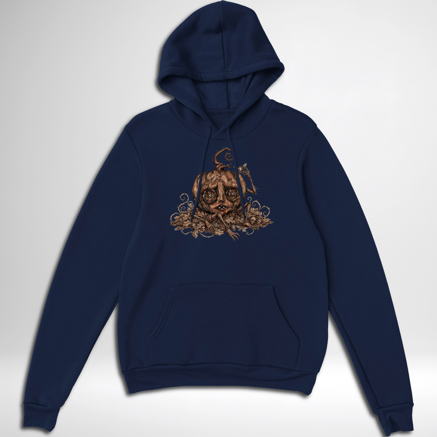 Creepy Stitch Doll Pumpkin Halloween pullover hoodie is available in black, maroon, grey, and green