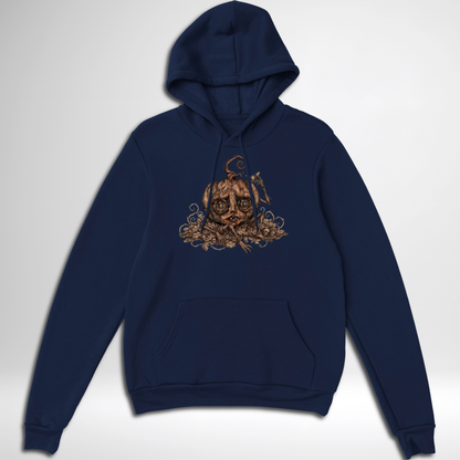 Creepy Stitch Doll Pumpkin Halloween pullover hoodie is available in black, maroon, grey, and green