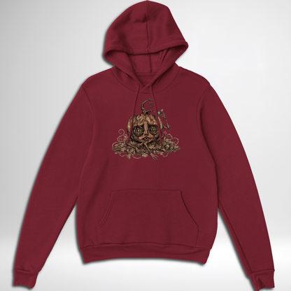 Creepy Stitch Doll Pumpkin pullover hoodie is available in black, maroon, grey, and green