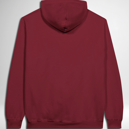 Back of Men's I'm With The Witch Halloween pullover hoodie available in grey black, navy, green, maroon red