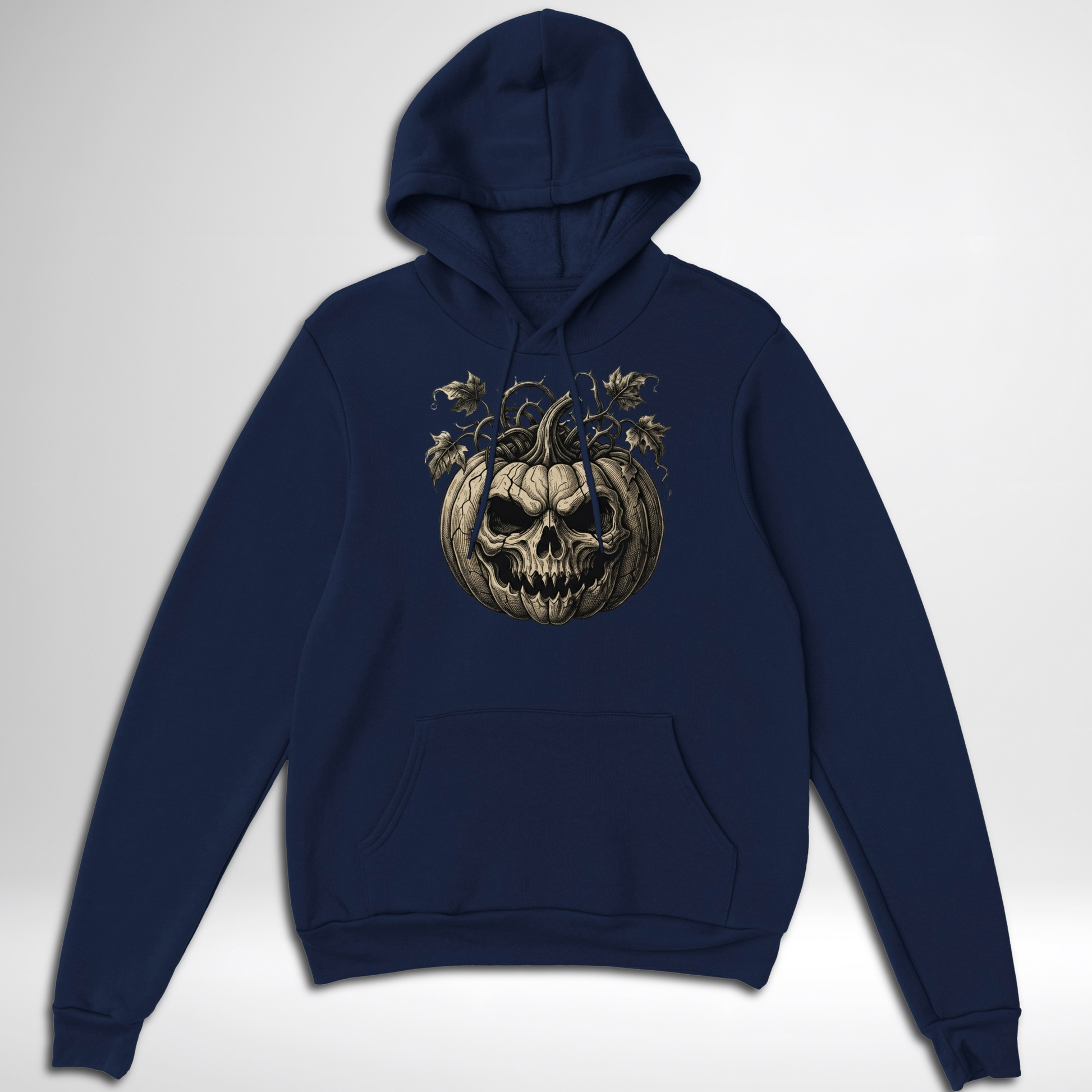 Skull Pumpkin Pullover Hoodie in black, navy blue, maroon red, grey, green