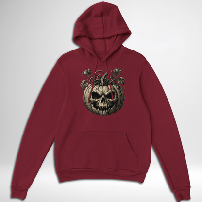 Skull Pumpkin Pullover Hoodie in black, navy blue, maroon red, grey, green