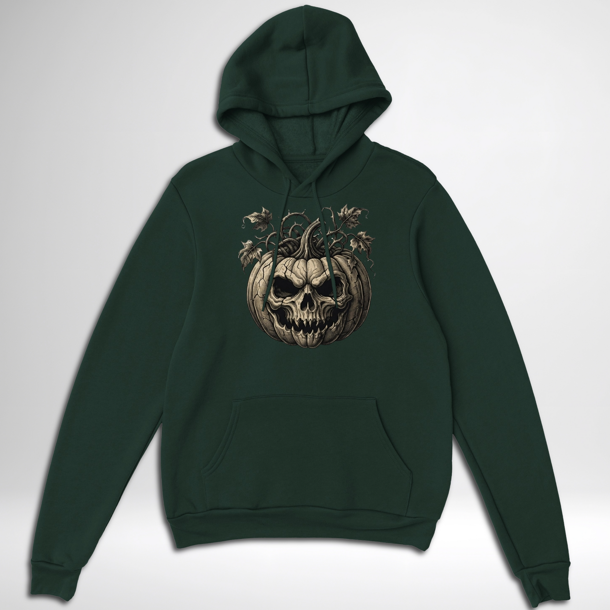 Skull Pumpkin Pullover Hoodie in black, navy blue, maroon red, grey, green