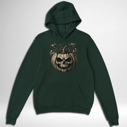 Skull Pumpkin Pullover Hoodie in black, navy blue, maroon red, grey, green