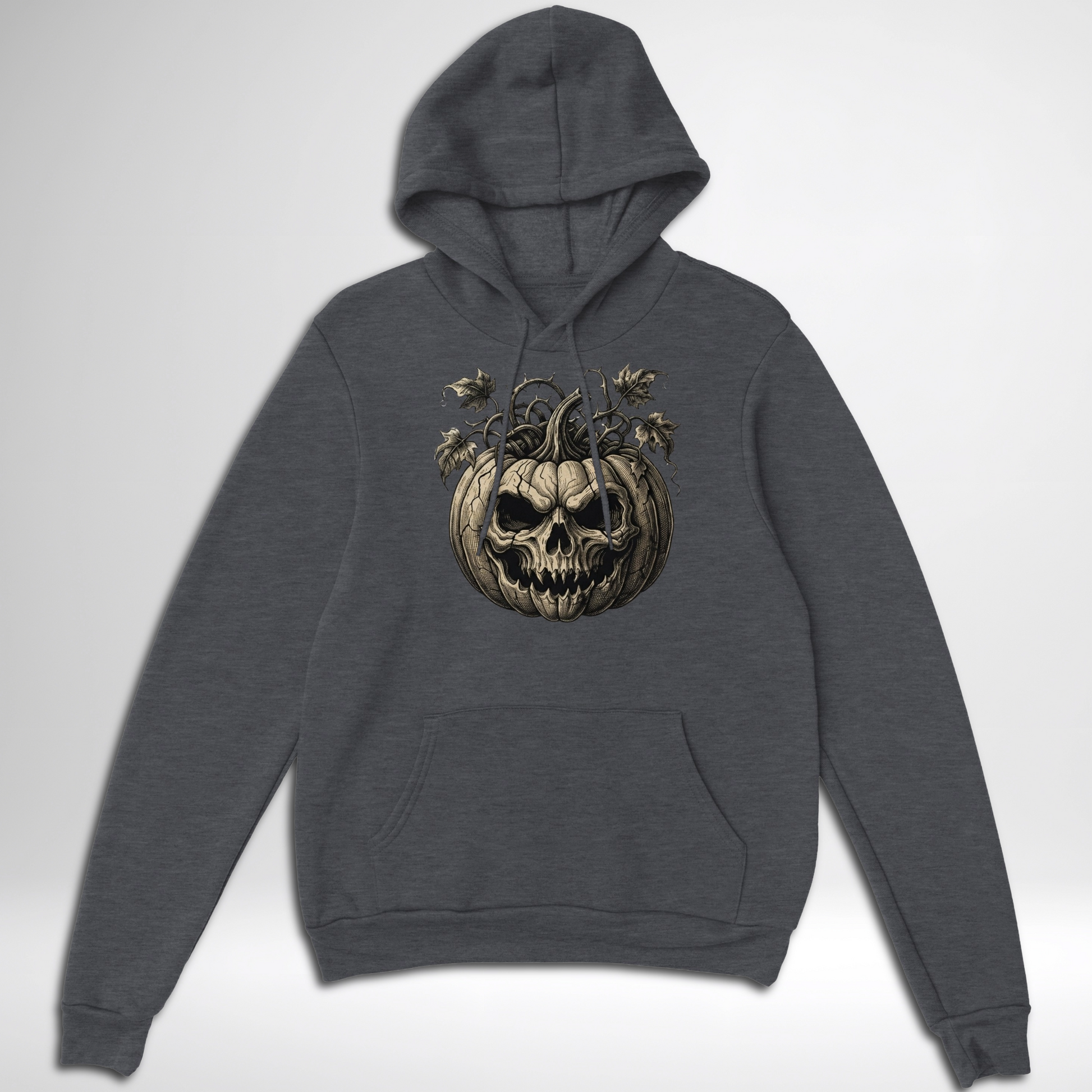 Skull Pumpkin Pullover Hoodie in black, navy blue, maroon red, grey, green