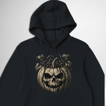Skull Pumpkin Pullover Hoodie in black, navy blue, maroon red, grey, green