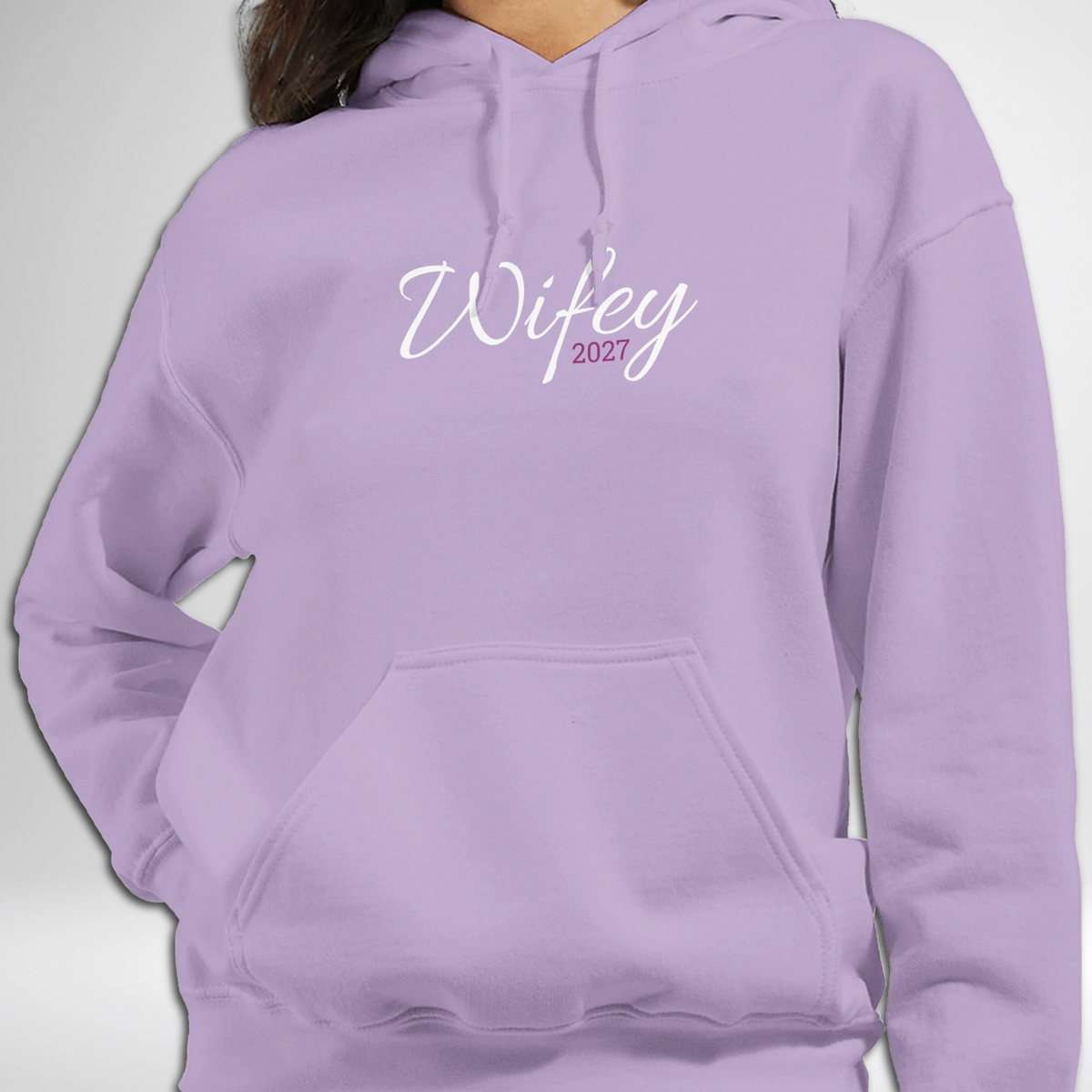 moments of mayhem wifey 2027 pullover hoodie lilac purple pink blue gift